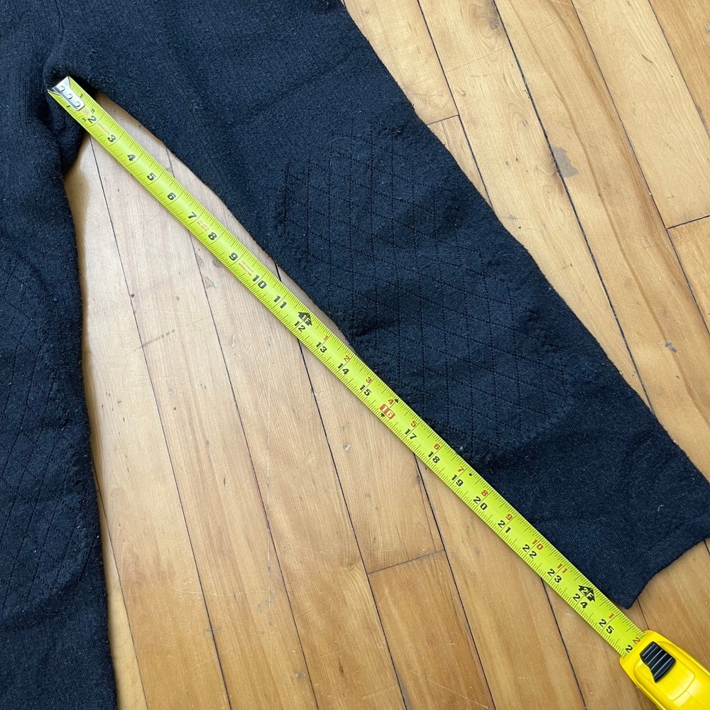 UGG Black Knit Faux Fur Lined Leggings Quilted Knee Loungewear Thermal Pants - Picture 3 of 6